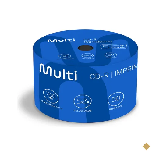 Mídia Cd-R Vel. 52X - 50 Un. Shrink Imprimível Branco Multilaser - CD052