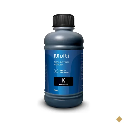 Refil de Tinta Preto 250ml - Compativel Com Impressoras HP Multi - RF009
