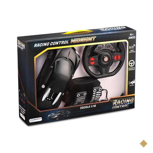 Carrinho com Volante e Pedal Racing Control Midnight Preto Multikids - BR1147