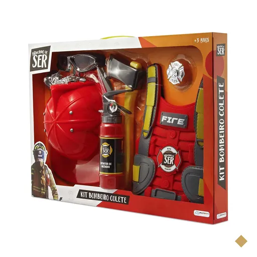 Kit Brincando de Ser Bombeiro com Colete e Acessórios Multikids - BR963OUT…