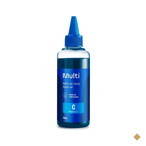 Refil De Tinta Ciano 100ml - Compativel Para Impressoras HP Multi - RF002OUT…