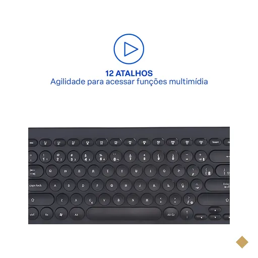 Teclado Com Fio Compact Multimídia Cabo de 130cm Teclas Redondas USB Preto…