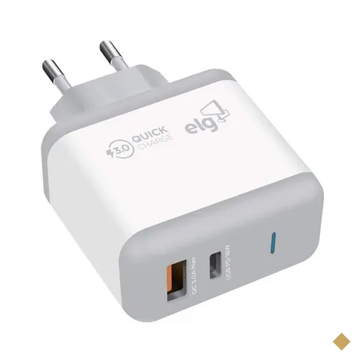 Carregador de tomada c/1 saída USB-A + 1 USB-C WC2S-PDQC Elg CX 1 UN