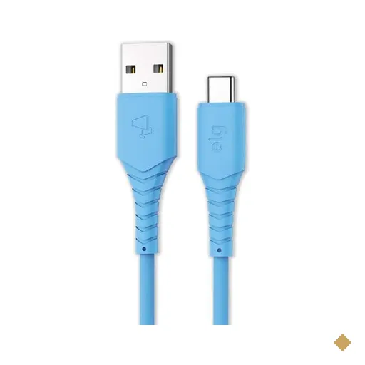 Cabo USB-A para USB-C emborrachado 1,2M azul TC12T Elg UN 1 UN