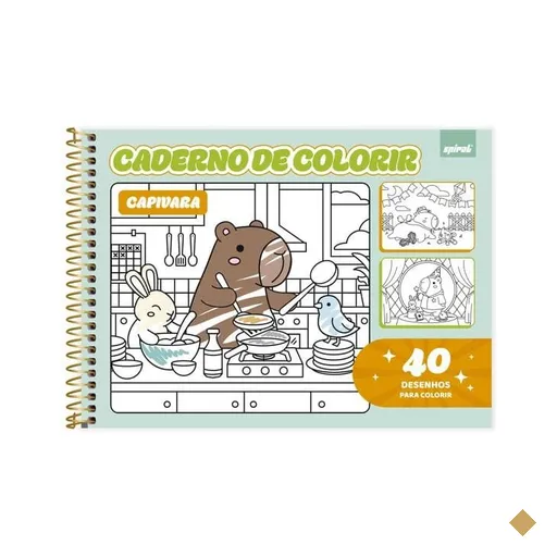 Caderno para colorir Capivara 40 folhas, 2648358, Livro Spiral Ten - PT 1 UN