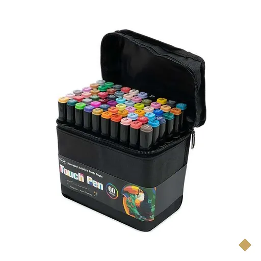 Caneta Marcadora Artística Touch Pen 60 Cores Ponta Dupla (Chanfrada e Fina)…