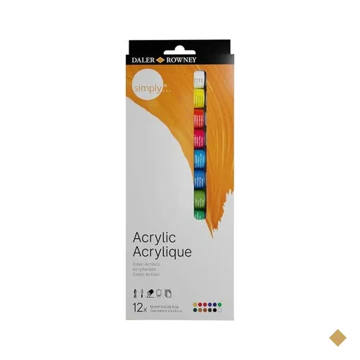 Tinta acrilica Dr.Simply, 12ml, com 12 cores, 126500012, Daler Rowney - CX 12 UN