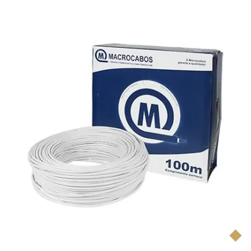 Cabo Coaxial Série 59 67% 6mm Branco 100m c/ Conector - MACROCABOS
