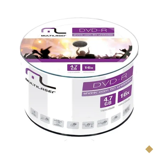 Dvd -r gravável 4.7gb 120min 16x DV061 Multilaser PT 50 UN