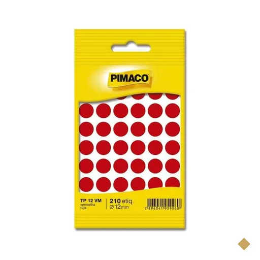 Etiqueta adesiva p/ codificação 12mm vermelha TP12VM Pimaco PT 210 UN