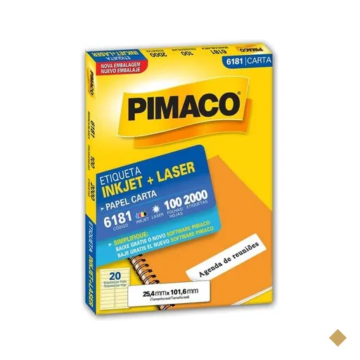 Etiqueta ink-jet/laser Carta 25,4x101,6 6181 Pimaco PT 2000 UN