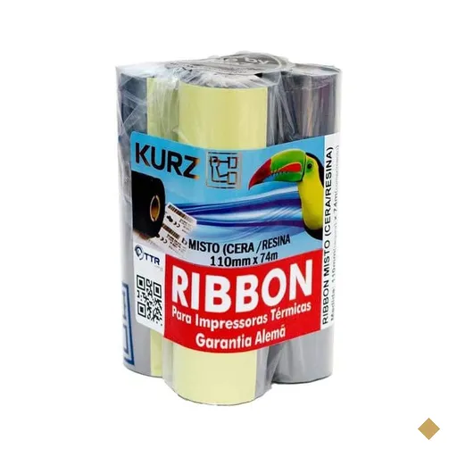 Ribbon cera com resina, K 2000, 110mm x 74m, Kurz do Brasil - EB 4 UN