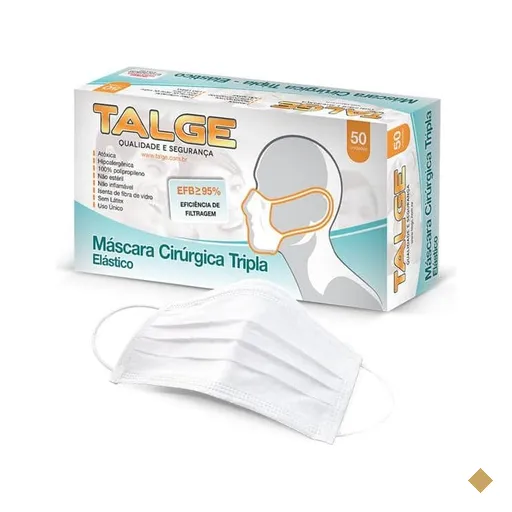 Máscara descartável em TN tripla camada,7392, Talge - CX 50 UN