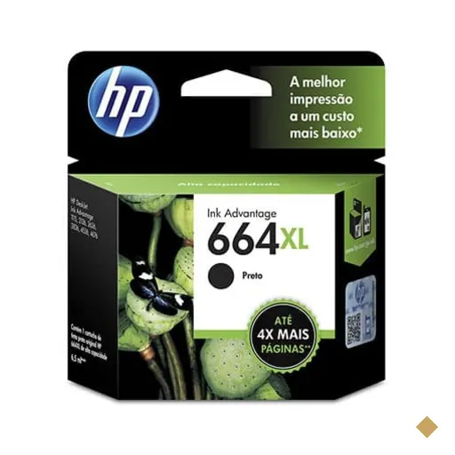 Cartucho de Tinta HP 664XL Preto Original (F6V31AB) Para HP DeskJet Ink…