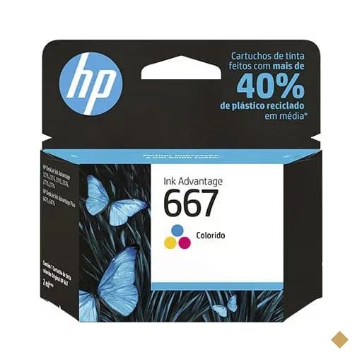 Cartucho de Tinta HP 667 Colorido Original (3YM78AB) Para HP DeskJet Ink…