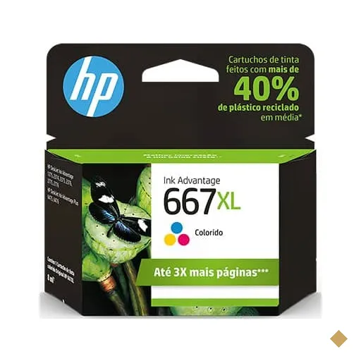 Cartucho de Tinta HP 667XL Colorido Original (3YM80AL) Para HP DeskJet Ink…