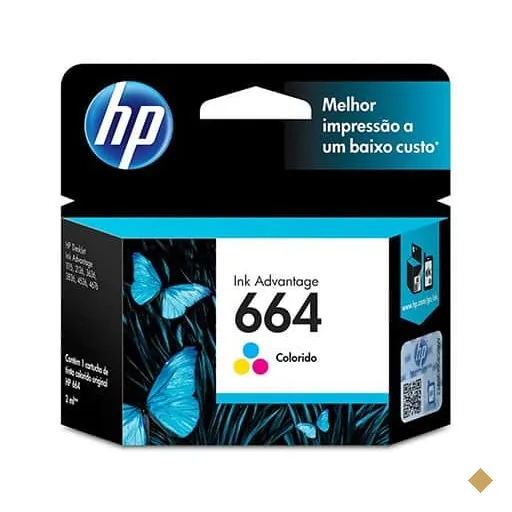 Cartucho de Tinta HP 664 Colorido Original (F6V28AB) Para Ink Advantage 1015…