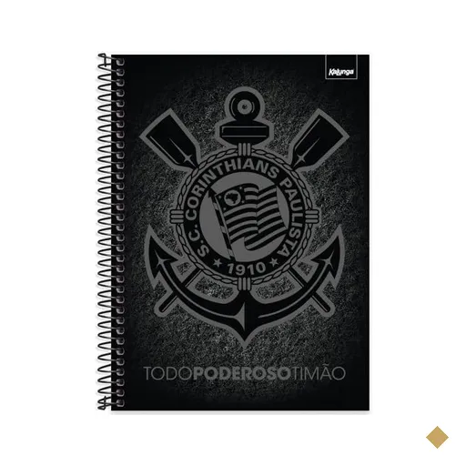 Caderno Universitário Capa Dura, 1x1, 80 folhas, Corinthians, 2639561, Spiral…