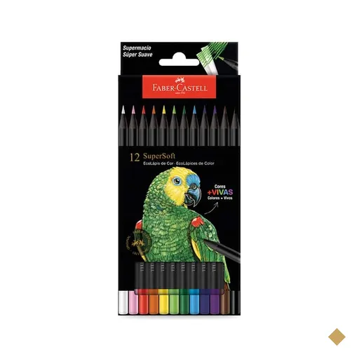 Lápis De Cor redondo Supersoft, 12 Cores, Faber Castell - ET 12 UN