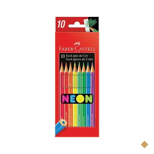 Lápis de Cor Neon 10 Cores, Faber-Castell - CX 1 UN