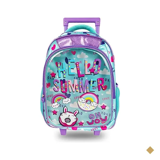 Mochila escolar com rodas, Hello Summer, Happy-Time - PT 1 UN