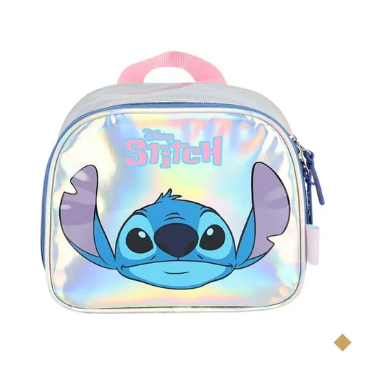 Lancheira Escolar Stitch, Holográfico, Prata, Luxcel PT 1 UN