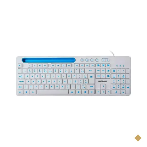 Teclado Multilaser Multimidia Office TC263 com Apoio para Smartphone USB Branco