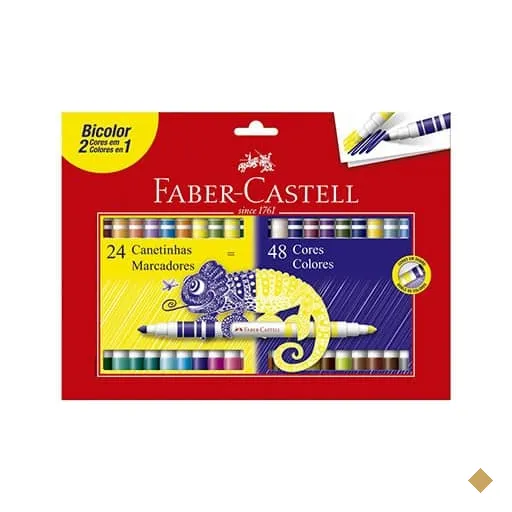 Canetinha Bicolor 48 cores (24 canetinhas) Faber-Castell CX 1 UN