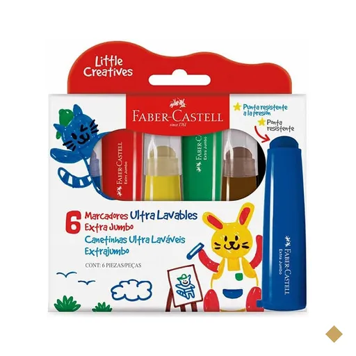 Canetinhas Extrajumbo, Little Creatives, 6 Cores, Faber-Castell - CX 1 UN