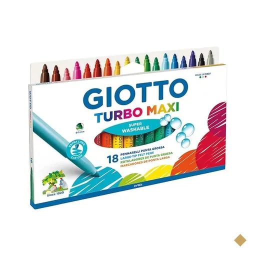 Caneta hidrográfica turbo maxi, 18 cores, F076300, Giotto - CX 1 UN