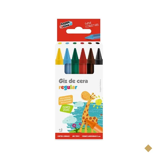 Giz de cera 06 cores, Happy-time - BT 6 UN