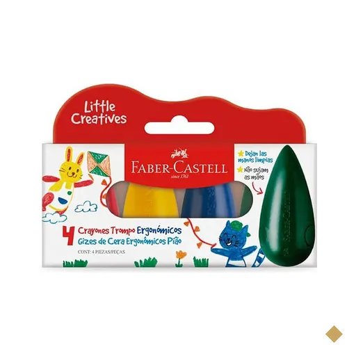 Giz de Cera Pião, Little Creatives, 4 Cores, Faber-Castell - CX 4 UN
