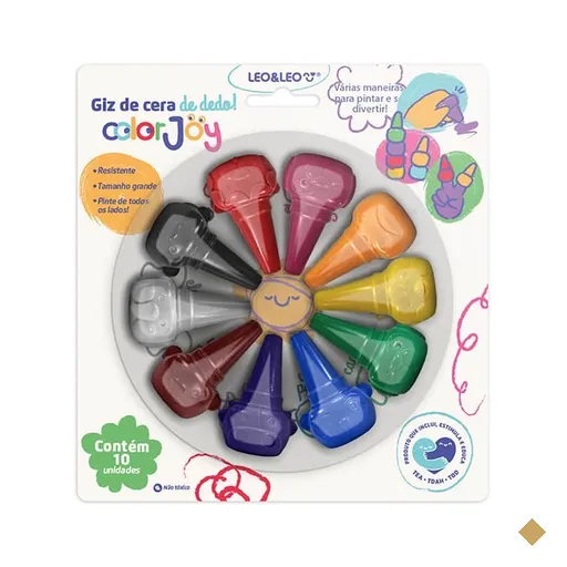Giz de cera de Cera, Color Joy, 10 cores, 10225, Leonora CX 1 UN