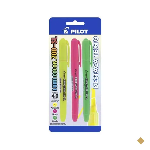 Pincel marca texto lumi-color 200-sl am/vd/rs Pilot BT 3 UN