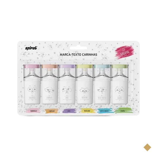Marca Texto Carinhas com Aroma, 6 cores, HY282400, Spiral - BT 6 UN