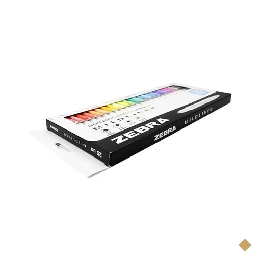 Marca Texto Mildliner Ponta Dupla com 25 Cores, Zebra - CX 25 UN
