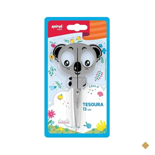 Tesoura escolar Coala, 13cm, Spiral Kids - BT 1 UN