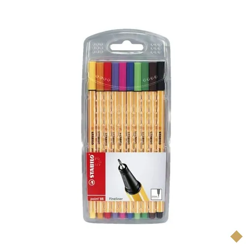 Caneta hidrográfica 10 cores 0,4mm Fine Liner 88/10 Stabilo BT 10 UN