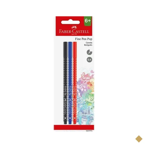 Caneta Fine Pen Pop 0.4mm Faber-Castell BT 3 UN