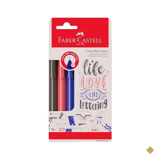 Caneta hidrográfica Fine Pen, 0,4mm, colors, Faber-Castell - BT 3 UN