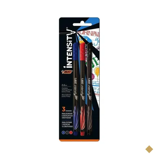 Caneta Hidrográfica BIC Intensity, 3 Cores Clássicas, Ponta Ultra Fina de…