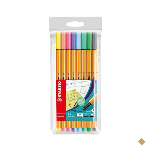 Caneta hidrográfica 08 cores 0,4mm Pastel Colors 88/8-01 Stabilo BT 8 UN