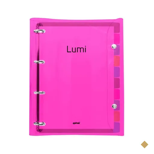 Fichário Universitário, 4 Argolas, 200 Folhas, Rosa neon, Spiral Lumi - PT 1…