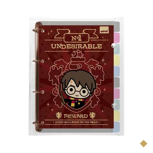 Fichário Universitário 4 Argolas com 200 Folhas, Harry Potter Charms…