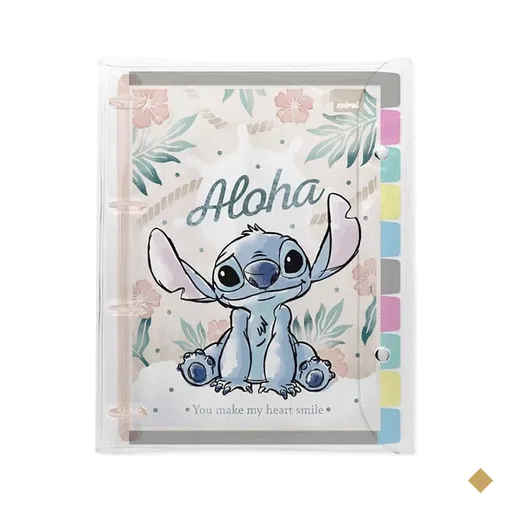Fichário Universitário 4 Argolas com 200 Folhas Stitch Disney Spiral PT 1 UN