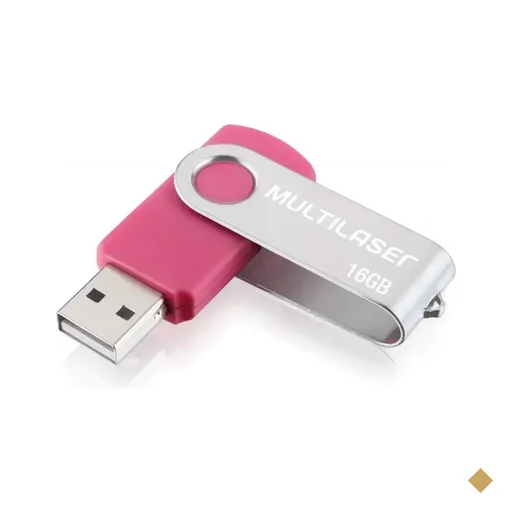 Pendrive Multilaser 16GB Twist USB 2.0 Rosa