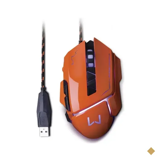 Mouse Multilaser Gamer Warrior Ivor MO263 Óptico 3200dpi LED USB Laranja