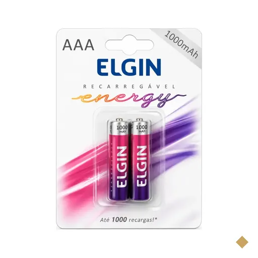 2 Pilhas Recarregáveis AAA 1000mAh, 82170 - Elgin