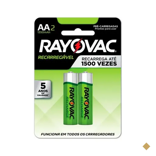 2 Pilhas Recarregáveis AA 1350mAh, 55802 - Rayovac