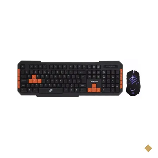 Kit Teclado e Mouse OEX TM-303 Gamer Combo Brave USB Preto/Laranja